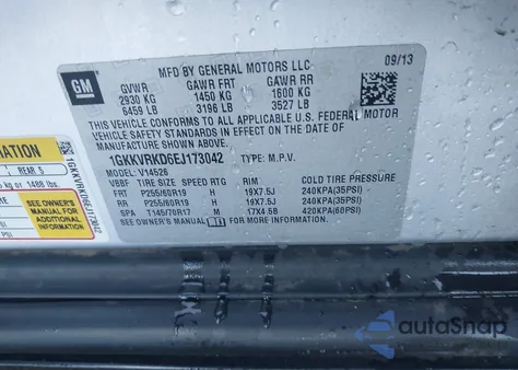 2014 GMC Acadia Slt-1 z USA, uszkodzony, nr VIN 1GKKVRKD6EJ173042